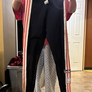 Adidas Black Joggers with Red and White Stripes